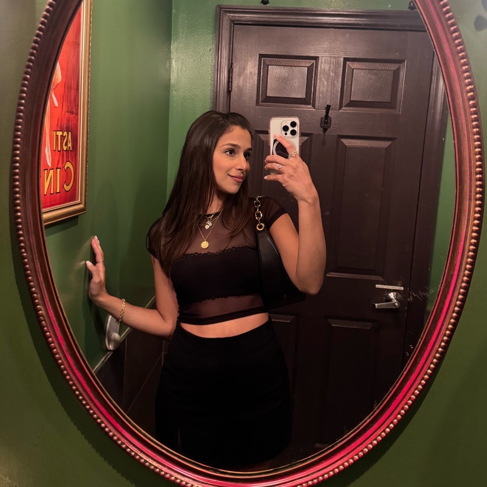 Black Mesh Sexy Crop Top